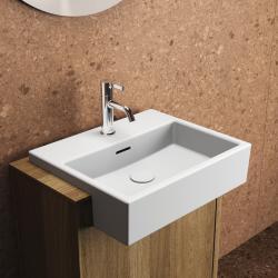 Ideal Standard Extra Yarım Tezgah Üstü Lavabo 500x420x145 mm, 1 tek batarya delikli, taşma delikli Beyaz uygulama örneği