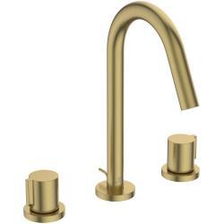 Ideal Standard Joy Çift Kontrollü Lavabo Bataryası 218x180x248 mm, 127 mm çıkış ucu projeksiyonu, 5 l/dk (3 bar), sifon kumandalı Fırçalanmış Altın
