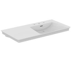 Ideal Standard La Dolce Vita Etajerli Lavabo 1060x535x155 mm, 3 batarya delikli, taşma delikli Beyaz E267901