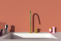 Ideal Standard Gusto Mutfak Armatürü 298x464 mm, 240 mm çıkış ucu projeksiyonu, 6.2 l/dk (3 bar) Fırçalanmış Altın uygulama örneği