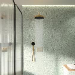 Ideal Standard Idealrain Solos Tepe Duşu 330x577x239 mm, Kit 1 gerekli (A1080), 12 l/dk (3 bar) Fırçalanmış Altın uygulama örneği