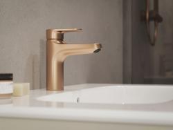 Ideal Standard Alu+ Lavabo Bataryası 46x156x160 mm, 120 mm çıkış ucu projeksiyonu, 3.8 l/dk (3 bar), sifon kumandalı Bronze uygulama örneği