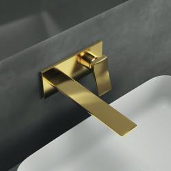 Ideal Standard Conca Duvara Monte Lavabo Armatürü 193x114.5 mm, 220 mm çıkış ucu projeksiyonu, Kit 1 gerekli (A1313), 5 l/dk (3 bar), sifon kumandasız Fırçalanmış Altın uygulama örneği