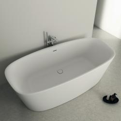 Ideal Standard Dea Bağımsız Küvet 1900x900x610 mm, batarya deliksiz, taşma delikli, sifon kumandalı Mat Beyaz uygulama örneği
