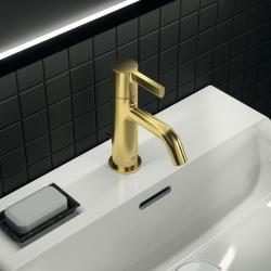 Ideal Standard Joy Lavabo Bataryası 48x159x168 mm, 110 mm çıkış ucu projeksiyonu, 5 l/dk (3 bar), sifon kumandalı Fırçalanmış Altın uygulama örneği