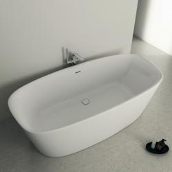 Ideal Standard Dea Bağımsız Küvet 1900x900x610 mm, batarya deliksiz, taşma delikli, sifon kumandalı Beyaz uygulama örneği