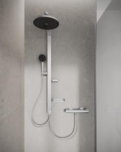 Ideal Standard Ceratwist Alu+ Aplike Duş Bataryası Dahil Duş Sistemi 338x501x1104 mm, 12.0 l/dk (3 bar) Krom uygulama örneği