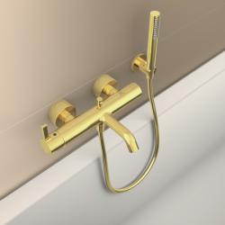 Ideal Standard Joy Aplike Banyo ve Duş Bataryası 306x224x108 mm, 207 mm çıkış ucu projeksiyonu, 20.0 l/dk (3 bar) Fırçalanmış Altın uygulama örneği