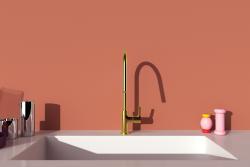 Ideal Standard Gusto Mutfak Armatürü 105x287x422 mm, 238 mm çıkış ucu projeksiyonu, 9 l/dk (3 bar) Fırçalanmış Altın uygulama örneği