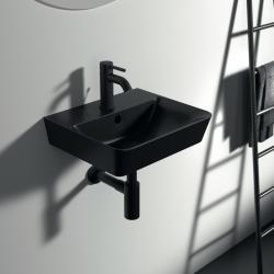 Ideal Standard Connect Air Tezgah Üstü Lavabo 400x350x150 mm, 1 tek batarya delikli, taşma delikli Mat Siyah uygulama örneği