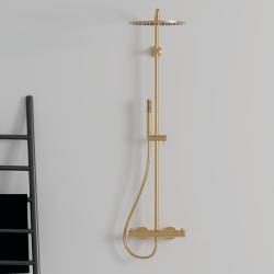 Ideal Standard Ceratherm T125 Aplike Duş Bataryası Dahil Duş Sistemi 304x586x1191 mm, 12.0 l/dk (3 bar) Fırçalanmış Altın uygulama örneği