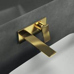 Ideal Standard Conca Duvara Monte Lavabo Armatürü 193x113.5 mm, 180 mm çıkış ucu projeksiyonu, Kit 1 gerekli (A1313), 5 l/dk (3 bar), sifon kumandasız Fırçalanmış Altın uygulama örneği