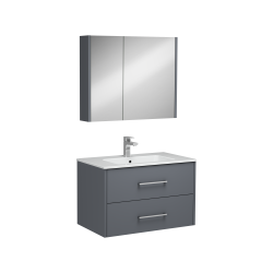 İsvea Combinato Lavabo Dolabı Çift Çekmeceli Antrasit 80 cm
