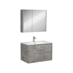 İsvea Combinato Lavabo Dolabı Çift Çekmeceli Retro Gümüş 80 cm