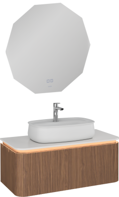 İsvea Fluido Lavabo Ünitesi Beyaz Kuvars Tezgah 100 cm