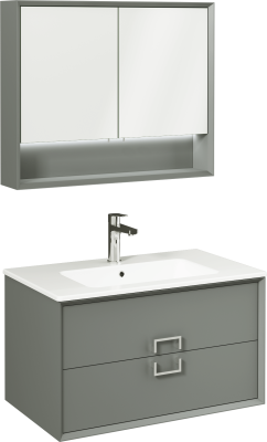 İsvea Stepp Lavabo Ünitesi Çakıl Gri 80 cm uygulama örneği
