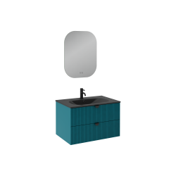 İsvea Infinity Lavabo Ünitesi Okyanus Siyah Lavabolu 80 cm