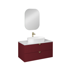 İsvea Infinity Kuvars Tezgahlı Lavabo Ünitesi Yakut Kırmızı 100 cm