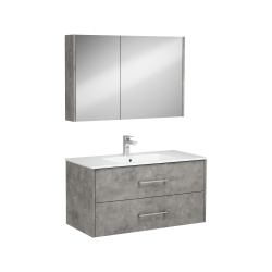 İsvea Combinato Lavabo Dolabı Çift Çekmeceli Retro Gümüş 100 cm
