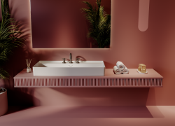 İsvea Vea Tezgah Üstü Lavabo 121 cm Beyaz uygulama örneği