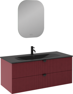 İsvea Infinity Lavabo Ünitesi Yakut Kırmızı Siyah Lavabolu 120 cm