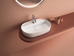 İsvea Sintesi Tezgah Üstü Lavabo 60 cm Beyaz uygulama örneği
