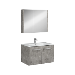 İsvea Combinato Lavabo Dolabı Kapaklı Retro Gümüş 80 cm