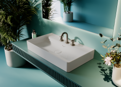 İsvea Vea Tezgah Üstü Lavabo 101 cm Beyaz uygulama örneği