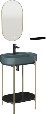 İsvea Puno Art Metal Lavabo Ünitesi Petrol Yeşili Lavabo 60cm 60 cm