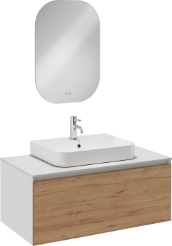 İsvea Coredo Lavabo Ünitesi Gofrato Beyaz-Detroit İç Çekmeceli 100 cm