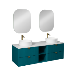 İsvea Infinity Kuvars Tezgahlı Lavabo Ünitesi Okyanus 150 cm