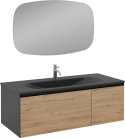 İsvea Coredo Lavabo Ünitesi Gofrato Mat Siyah-Detroit Rafsız 120 cm