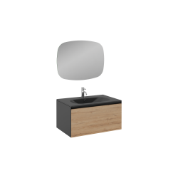 İsvea Coredo Lavabo Ünitesi Gofrato Siyah Detroit 80 cm