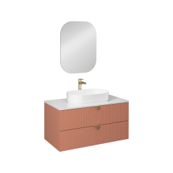 İsvea Infinity Kuvars Tezgahlı Lavabo Ünitesi Koyu Somon 100 cm