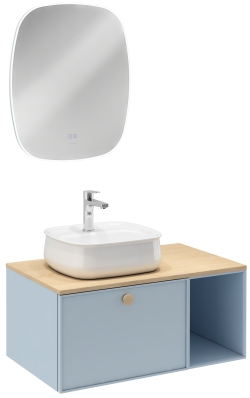 İsvea Mondo Tek Çekmeceli Lavabo Ünitesi Turkuaz 90 cm
