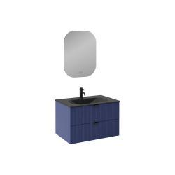 İsvea Infinity Lavabo Ünitesi Gece Mavisi Siyah Lavabolu 80 cm