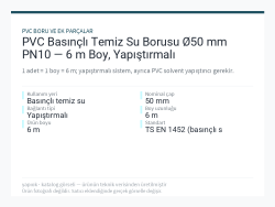 PVC Basınçlı Temiz Su Borusu Ø50 mm PN10 — 6 m Boy, Yapıştırmalı