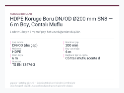 HDPE Koruge Boru DN/OD Ø200 mm SN8 — 6 m Boy, Contalı Muflu