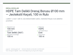 HDPE Tam Delikli Drenaj Borusu Ø100 mm — Jeotekstil Keçeli, 100 m Rulo