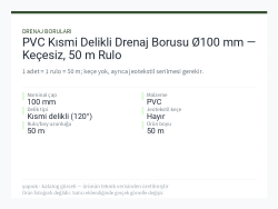 PVC Kısmi Delikli Drenaj Borusu Ø100 mm — Keçesiz, 50 m Rulo