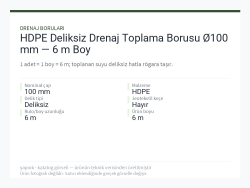 HDPE Deliksiz Drenaj Toplama Borusu Ø100 mm — 6 m Boy