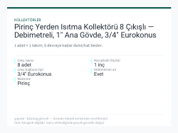Pirinç Yerden Isıtma Kollektörü 8 Çıkışlı — Debimetreli, 1" Ana Gövde, 3/4" Eurokonus