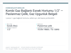 Kombi Gaz Bağlantı Esnek Hortumu 1/2" — Paslanmaz Çelik, Gaz Uygunluk Belgeli