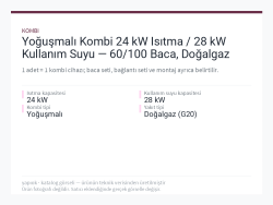 Yoğuşmalı Kombi 24 kW Isıtma / 28 kW Kullanım Suyu — 60/100 Baca, Doğalgaz