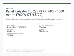 Panel Radyatör Tip 22 (PKKP) 600 × 1000 mm — 1760 W (75/65/20)
