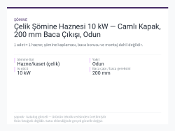 Çelik Şömine Haznesi 10 kW — Camlı Kapak, 200 mm Baca Çıkışı, Odun