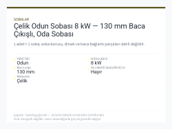 Çelik Odun Sobası 8 kW — 130 mm Baca Çıkışlı, Oda Sobası