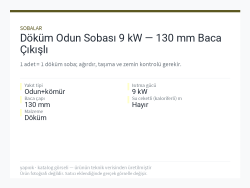 Döküm Odun Sobası 9 kW — 130 mm Baca Çıkışlı