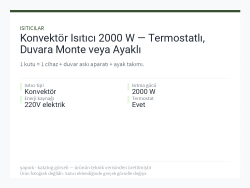 Konvektör Isıtıcı 2000 W — Termostatlı, Duvara Monte veya Ayaklı