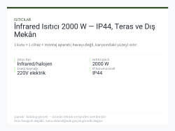 İnfrared Isıtıcı 2000 W — IP44, Teras ve Dış Mekân